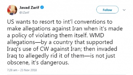 Zarif describes US allegations against Iran as dangerous