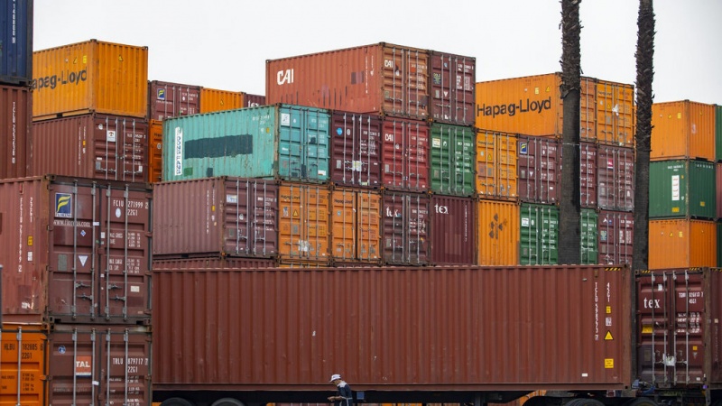 Shipping containers in Mexico City on Friday. Hector Vivas/Getty Images
