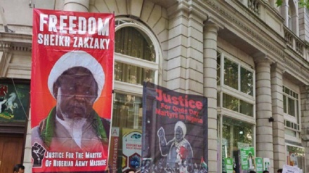 Zakzaki's supporters gather before Nigerian embassy in London