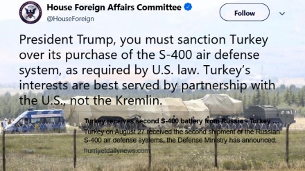 US House Foreign Affairs urges sanction on Turkey for S-400 purchase 