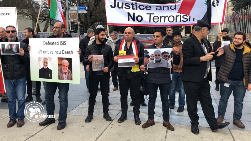 Iranpress: Protesters outside UN headquarters in Geneva condemn Lt. Gen. Soleimani assassination