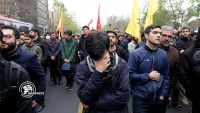 Iranian students condemn assassination of Qasem Soleimani, Tehran. Photo by Hadi Hirbodvash