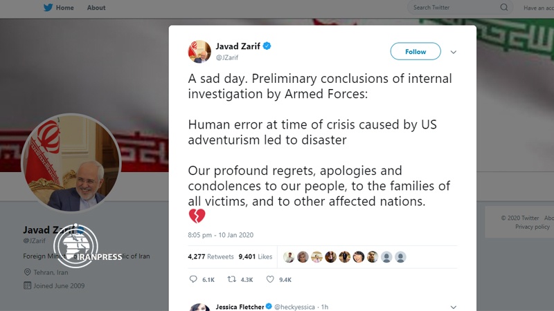 Iranpress: Zarif: Human error at time of crisis led to disaster