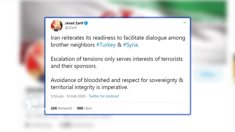 Iranpress: Iran ready to facilitate dialogue between Turkey, Syria: Zarif