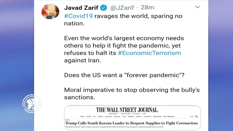 Iranpress: Zarif calls on world to stop watching US sanctions