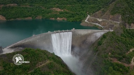 Shahid Rajaee Dam in Sari, Iran, overflows