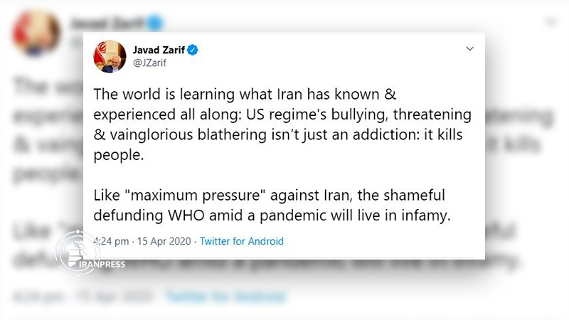 Iranpress: World learns what Iran knows about US bullying: Zarif