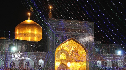 Aerial imagery of Imam Reza holy shrine on Mid-Sha'ban