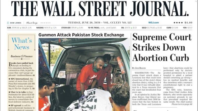 Iranpress: World Newspapers: supreme court strikes down abortion curb wall street journal