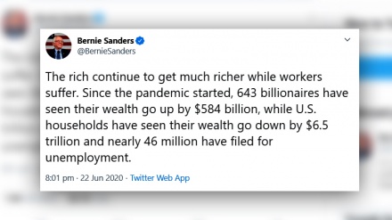 46 million Americans are unemployed: Sanders