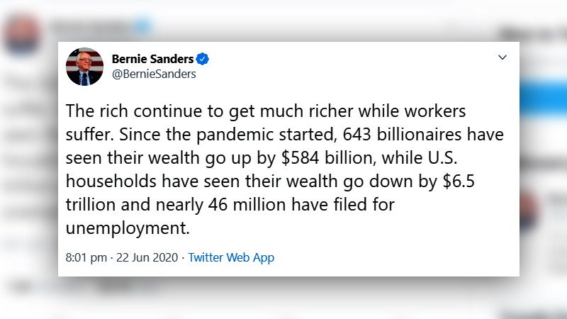 46 million Americans are unemployed: Sanders