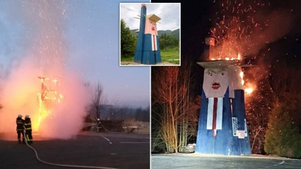 Wooden statue of Trump's wife burned in Slovenia