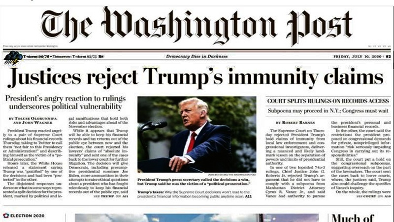 Iranpress: World Newspapers: Justice rejects Trump