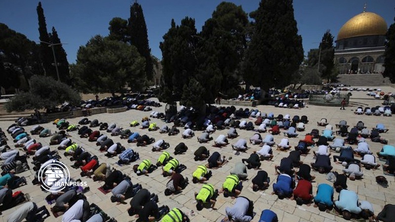 Iranpress: Friday prayer at Al Aqsa held outside Mosque due to Corona