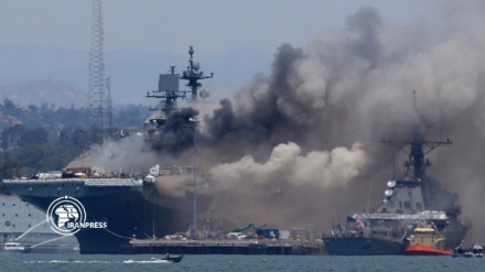 Fire on US Navy ship Bonhomme Richard continues for third day