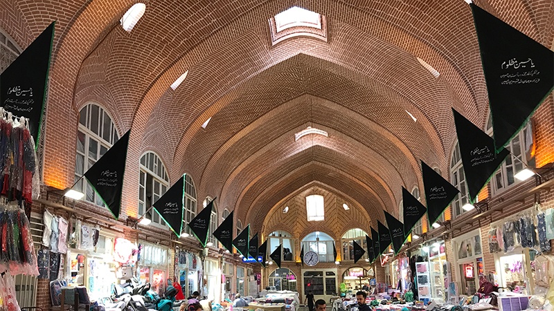 Imam Hossein mourning flags raised at world largest indoor market/Photo by Vahid Pourrazavi