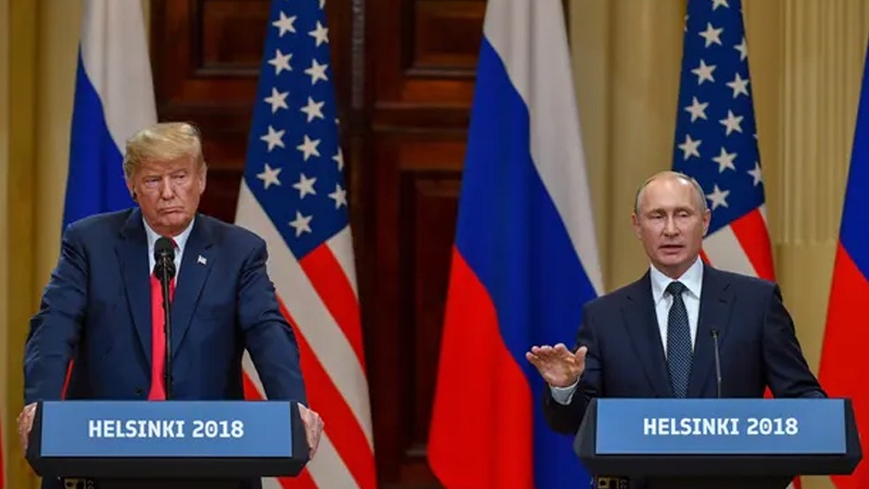 Donald Trump and Russia president, Vladimir Putin, attend a joint press conference in 2018.