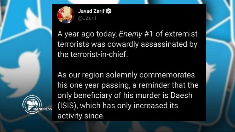 ظريف: الجهة الوحيدة التي انتفعت من اغتيال الشهيد سليماني هي داعش