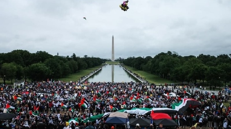 Iranpress: مظاهرة حاشدة في واشنطن دعما للشعب الفلسطيني