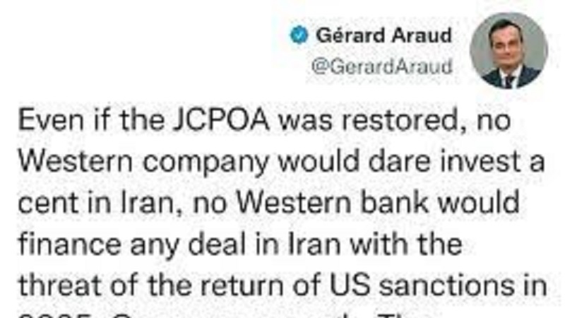 سفیر سابق فرانسه: برجام هم احیا شود هیچ شرکت خارجی در ایران سرمایه‌گذاری نمی‌کند