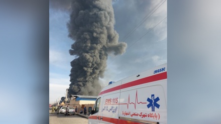  آتش سوزی واحد پتروشیمی در ناحیه صنعتی چرم سازی بویین زهرا