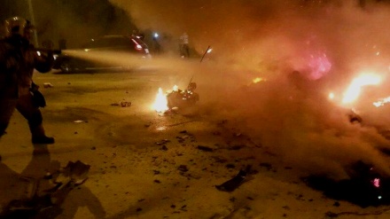 آتش سوزی تانکر حامل سوخت مازوت در حسین آباد سنندج