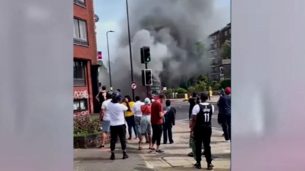 آتش سوزی اتوبوس شهری در لندن