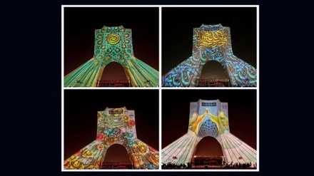 برج آزادي يضيء بألوان متنوعة بمناسبة عيد الغدير