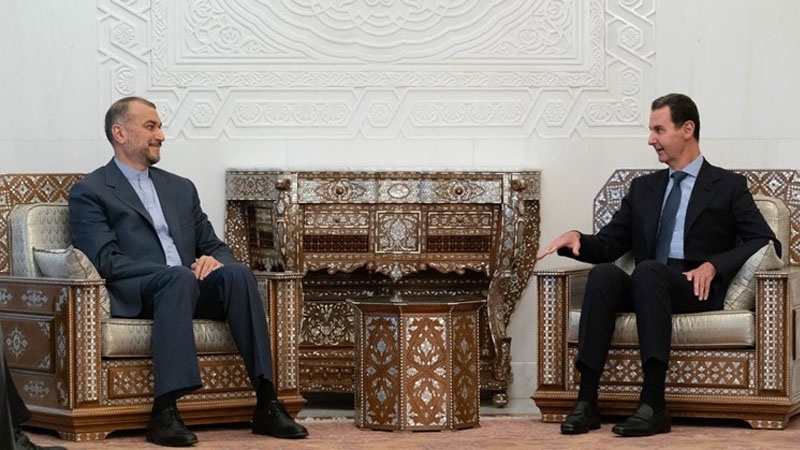 Iranpress: وزير الخارجية الإيراني یلتقي الرئيس السوري بدمشق