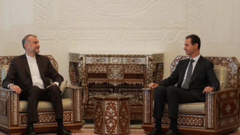 Iranpress: أمير عبد اللهيان في لقاءه الرئيس السوري: يجب احترام سيادة سوريا ووحدة أراضيها 