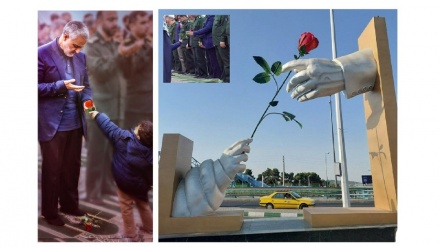 ببینید؛ تندیس «هدیه گل فرزند شهید» در میدان ارتش تهران