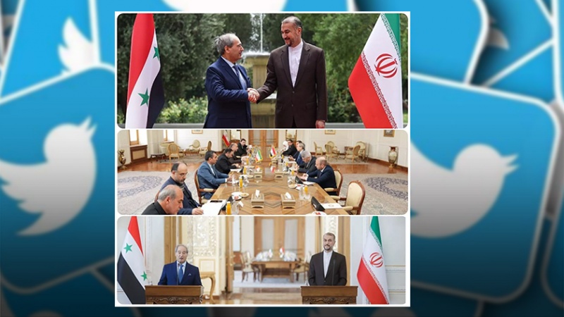 Iranpress: تغريدة لوزير الخارجية الإيراني إثر لقاءه وزير الخارجية السوري 
