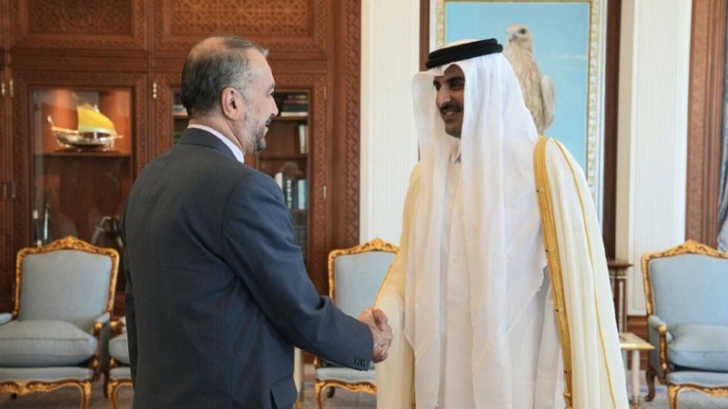 Iranpress: أمير عبداللهيان يلتقي بـ أمير قطر