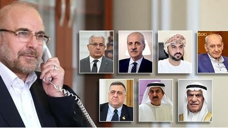 Iranpress: محادثات هاتفیة بين قاليباف ورؤساء برلمانات 7 دول إسلامية لدراسة الوضع في غزة
