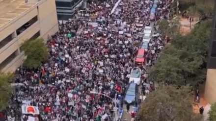 أمريكا .. تظاهرات في تكساس دعماً ⁧للفلسطينيين + فيديو