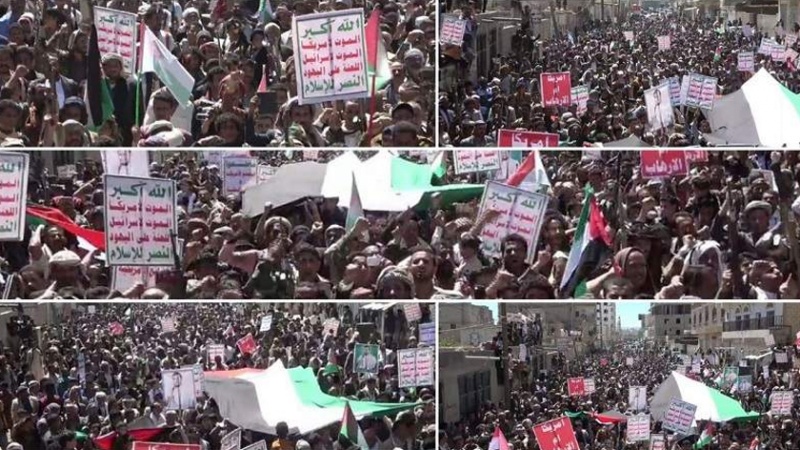 Iranpress: اليمن ... مسيرات جماهيرية حاشدة تنديداً بجرائم العدوان الصهيوني بقطاع غزة