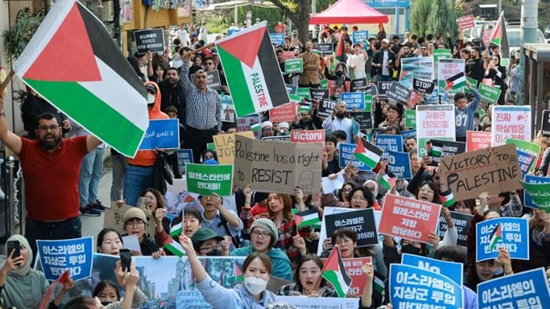 ایران برس: مظاهرة في كوريا الجنوبية تضامنًا مع غزة