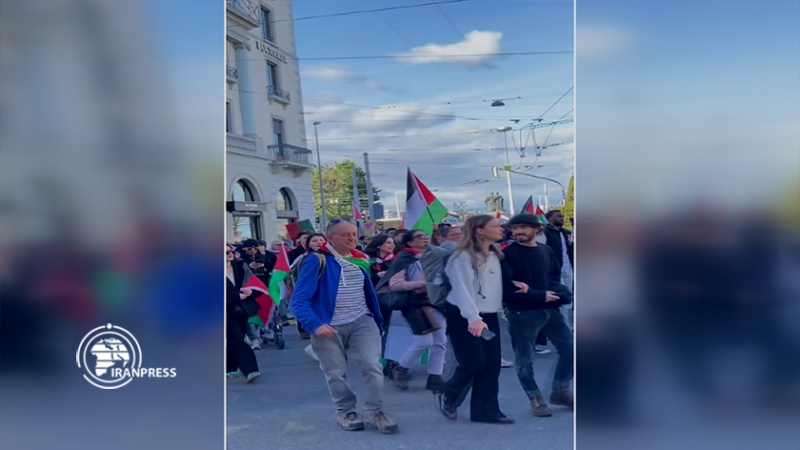 ایران برس: مظاهرة في سويسرا دعمًا للشعب الفلسطيني